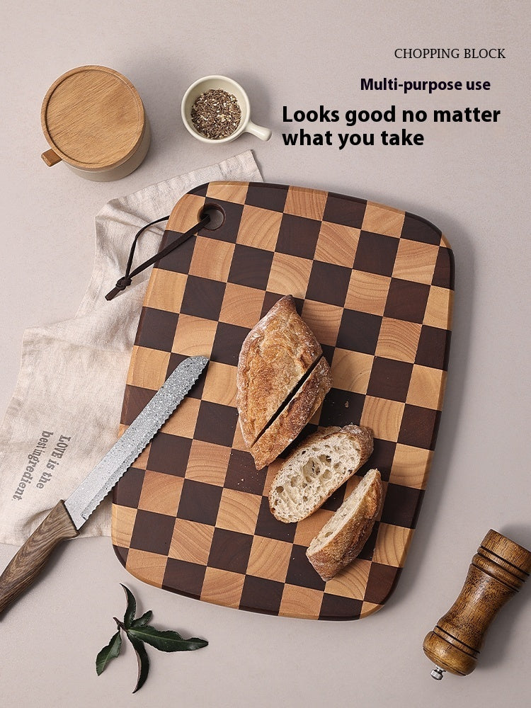 Discover the Acacia Chessboard Grid Cutting Board