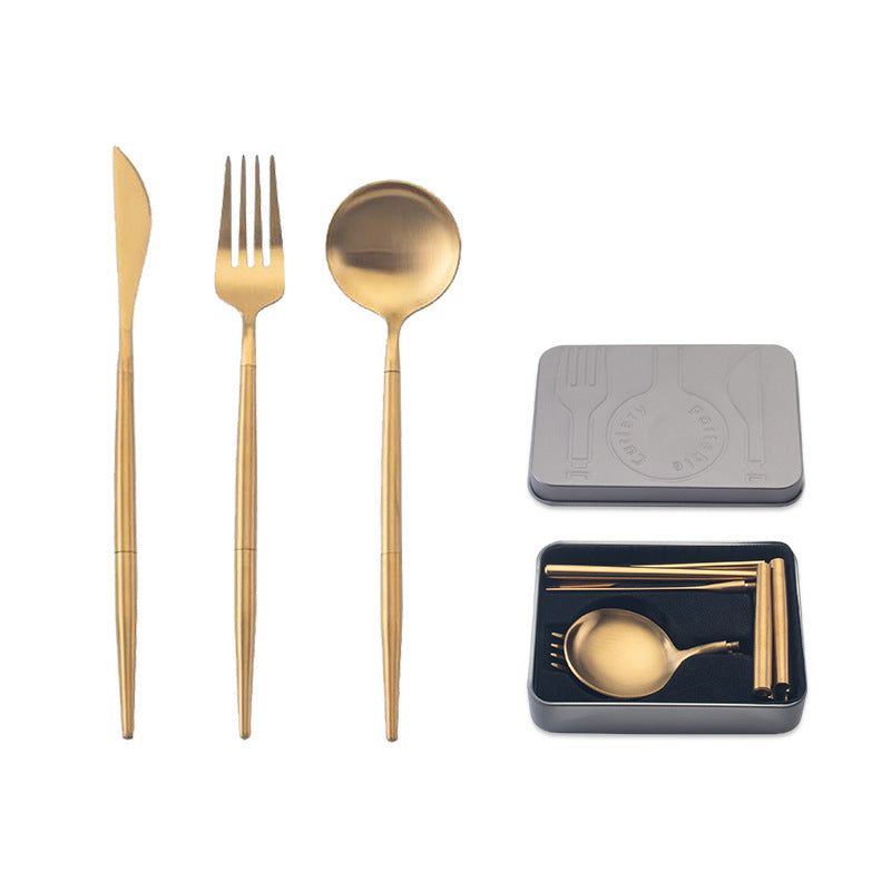 Stainless steel portable cutlery set