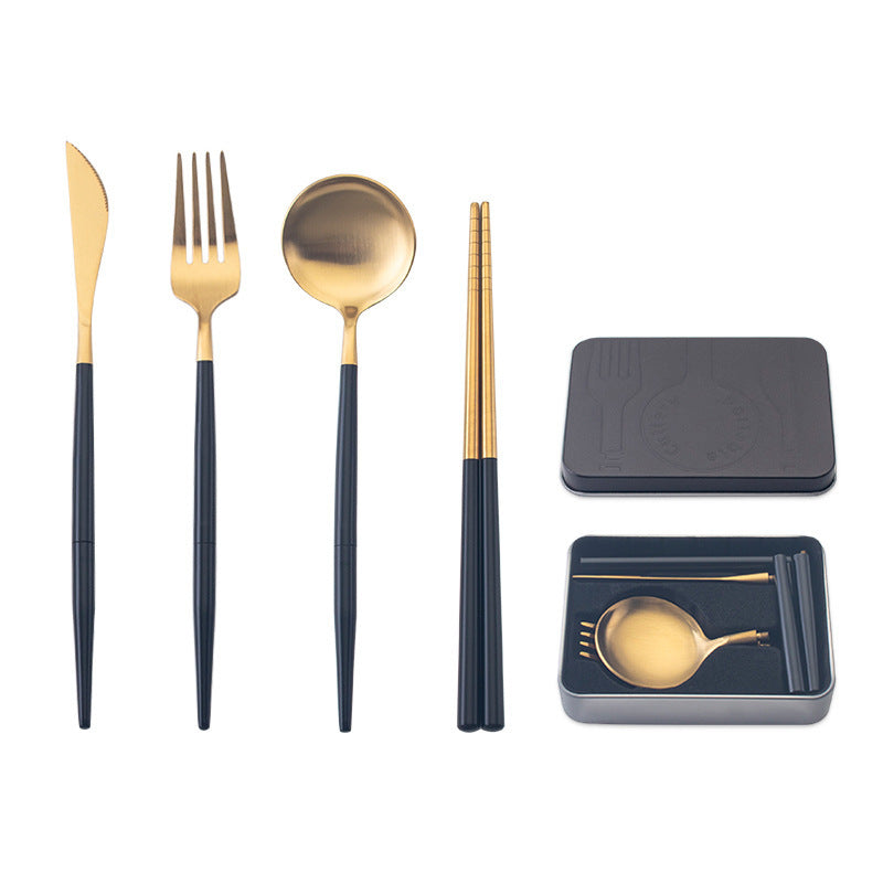 Stainless steel portable cutlery set