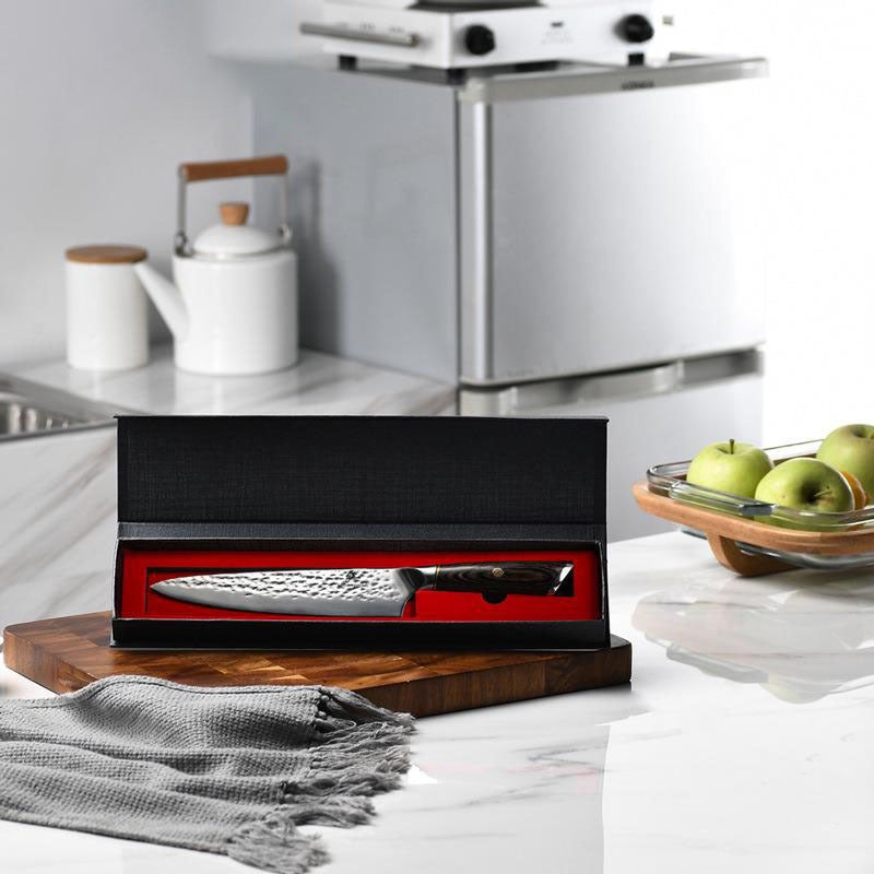 Wooden Handle Forged Hammered Kitchen Knives