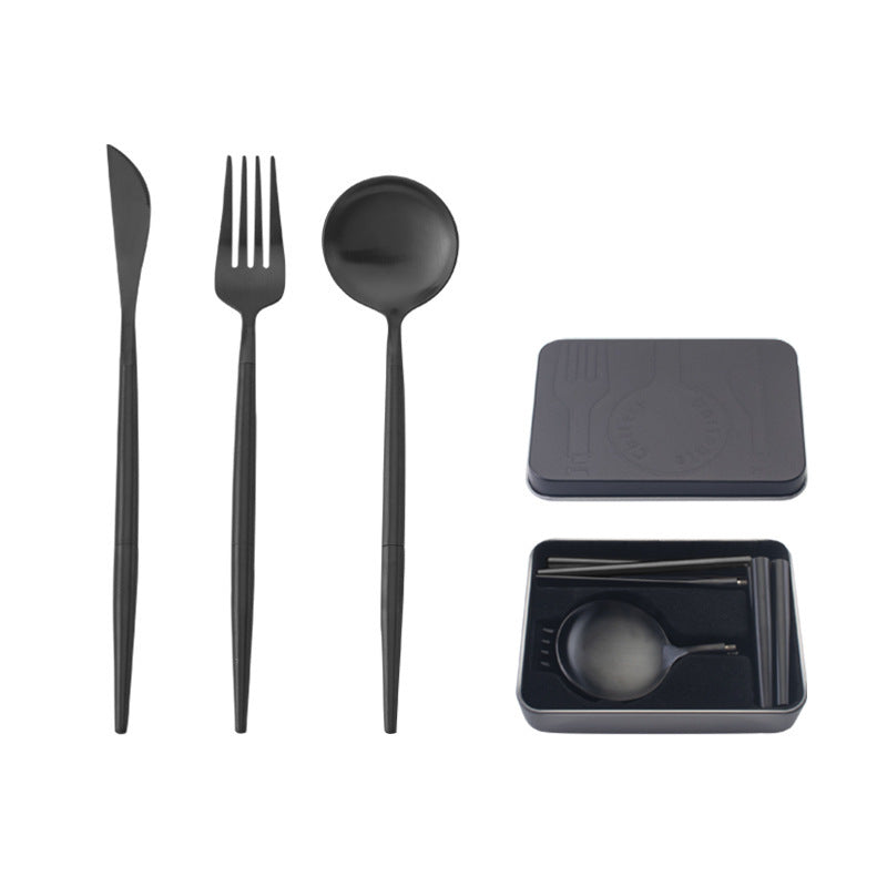 Stainless steel portable cutlery set