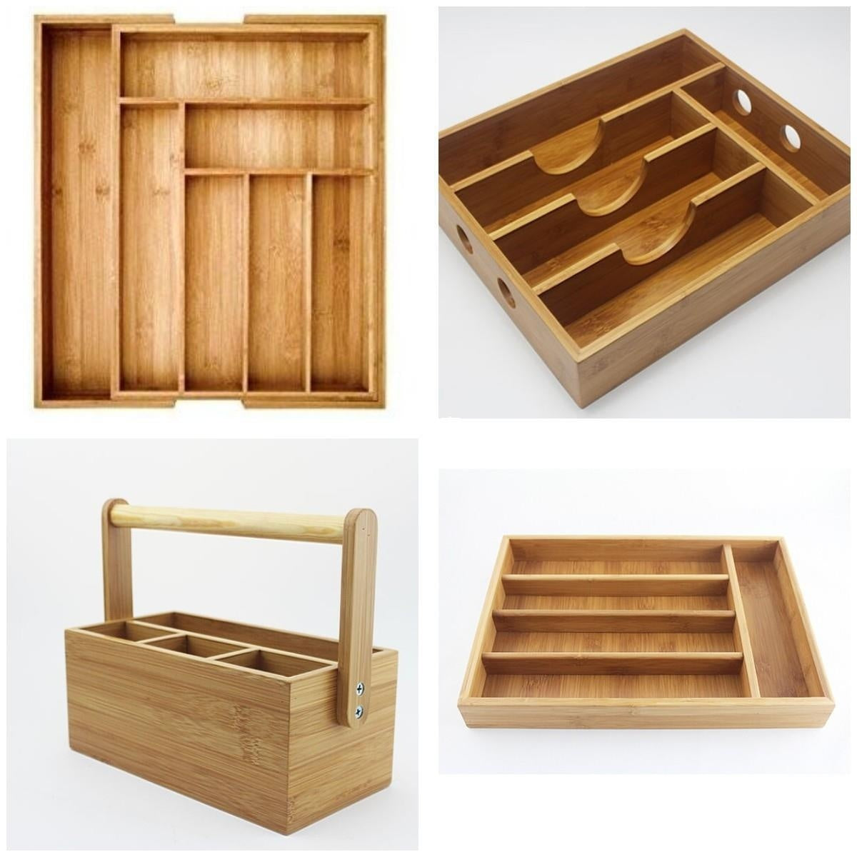 Bamboo Drawer Container Kitchen Utensils