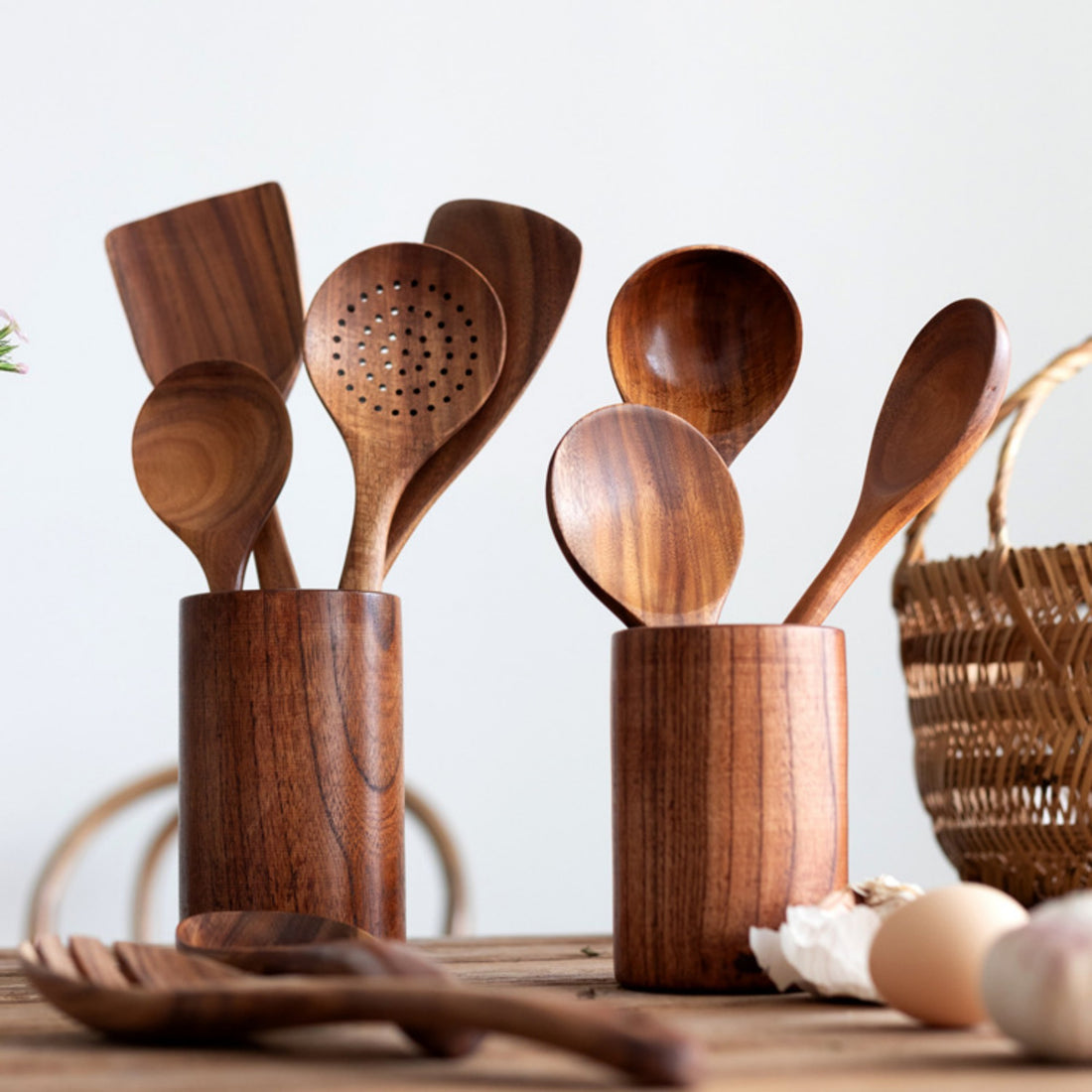 Teak Wood Non Stick Cookware Kitchen Utensils