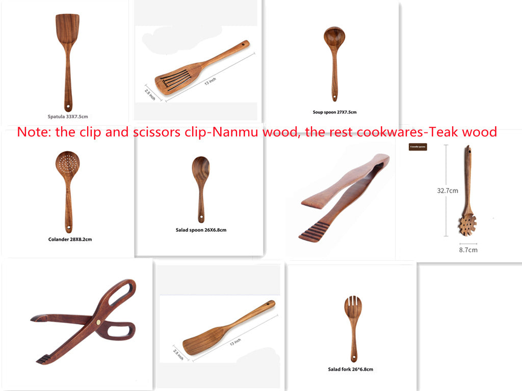 Teak Wood Non Stick Cookware Kitchen Utensils
