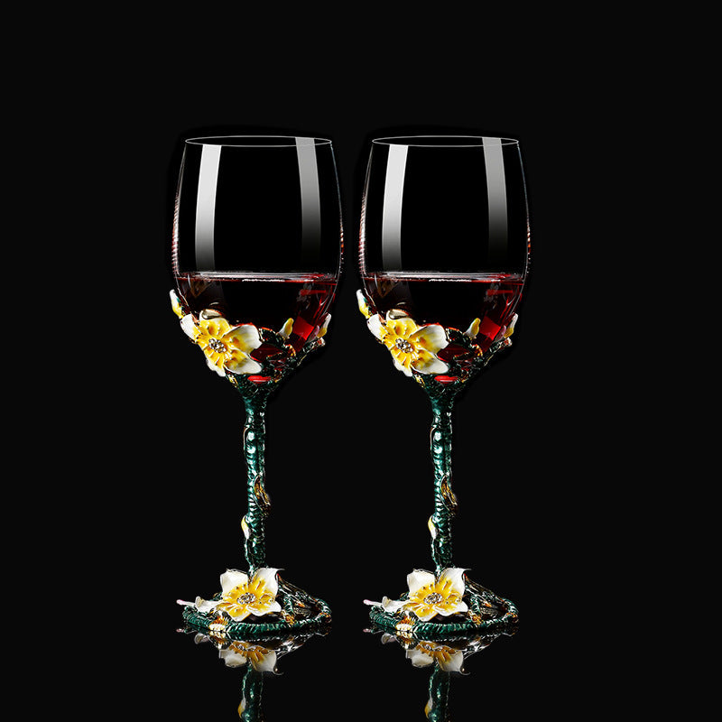 European style enamel red wine glass set