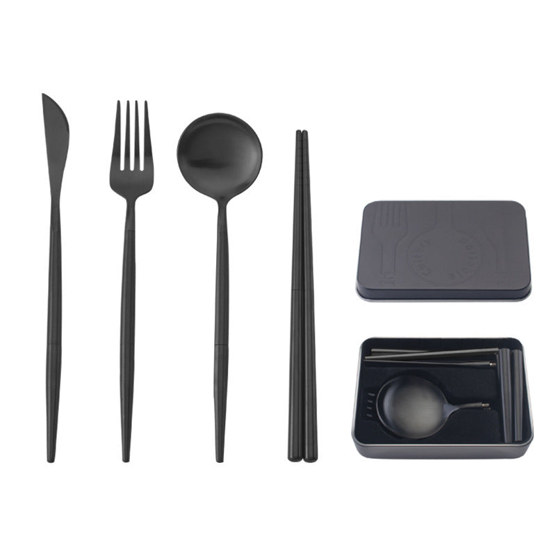 Stainless steel portable cutlery set