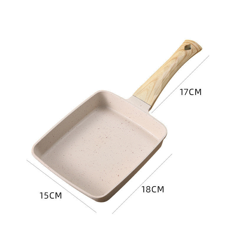 Nonstick Square Wooden Handle Frying Pan