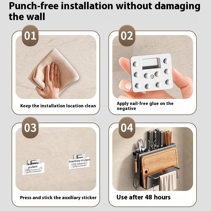 Wall-mounted Multi-functional Kitchen Rack