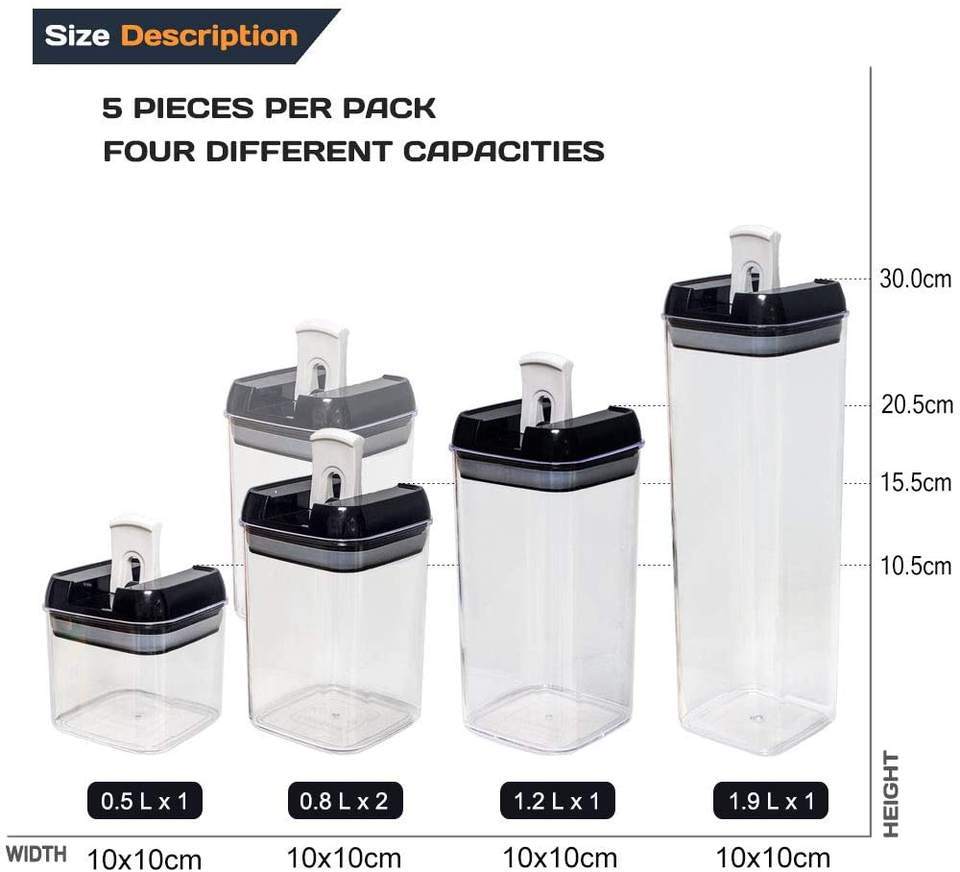 5pcs Set Easy Lock Food Storage