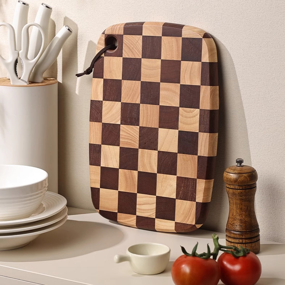 Acacia Chessboard Grid Cutting Board